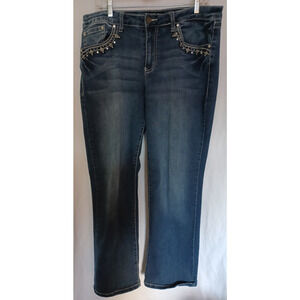 Earl Jeans Women's Sz 18 Slim Boot Rhinestone Embellished